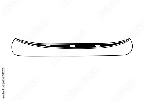 Sleek modern canoe illustration for adventure designs and logo creation, clean nautical line art
