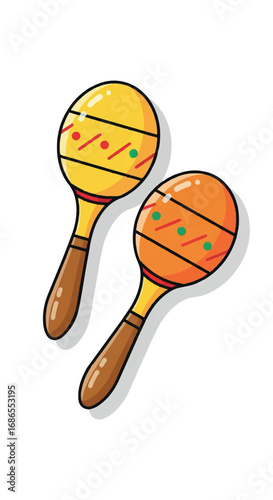 Colorful Maracas Musical Instruments Doodle.