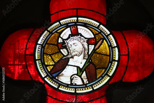 Photography Jesus stained glass .  Istanbul. Turkey.