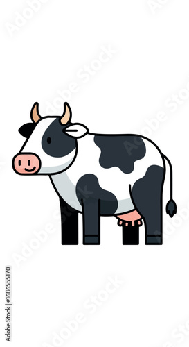 Cute Cartoon Dairy Cow Illustration.