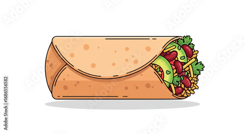 Delicious Burrito with Fresh Ingredients.