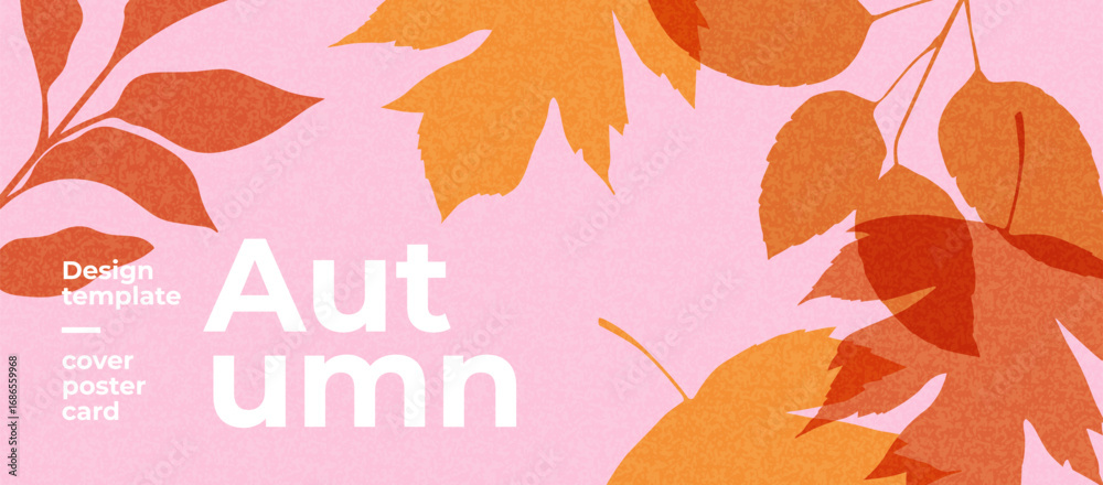 custom made wallpaper toronto digitalFall season horizontal background with bright abstract autumn leaves. Autumn modern art minimalist style design template for sales, horizontal poster, header, cover, social media, fashion ads, decor.