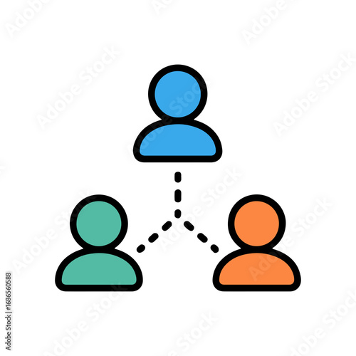 Profile Icons Connected with Dotted Lines for Social Network Concept