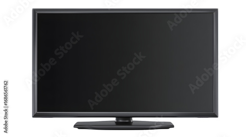 HD realistic black flatscreen display isolated on white or white png