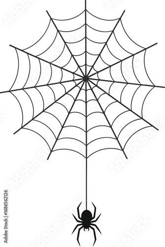 Spiderweb with spider halloween decoration with spiderweb and hanging spider spooky cobweb with insect for halloween party