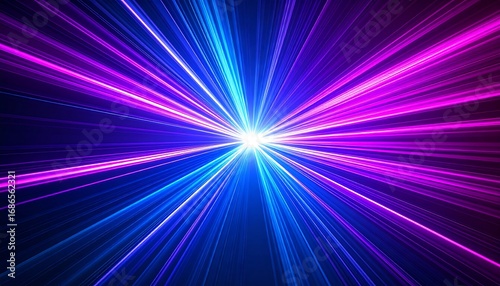 Vibrant light rays converge, bright center