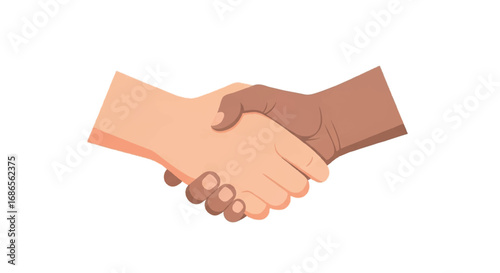 Diverse handshake between two people showing agreement.