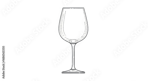 Empty Wine Glass Hand Drawn Sketch Illustration.