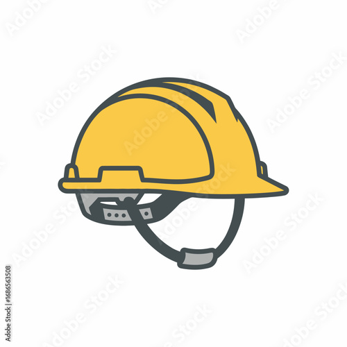 A bright yellow hard hat, essential for head protection, symbolizes diligence and secure work in construction and industrial environments.