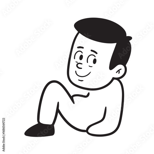 Handsome Man Black and White Illustration Vector Image Male Portrait Fashion Sketch Line Art Design