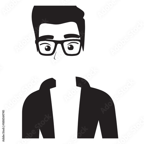 Handsome Man Black and White Illustration Vector Image Male Portrait Fashion Sketch Line Art Design