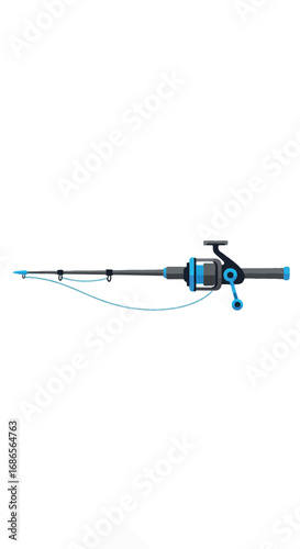Fishing Rod and Reel on White Background.