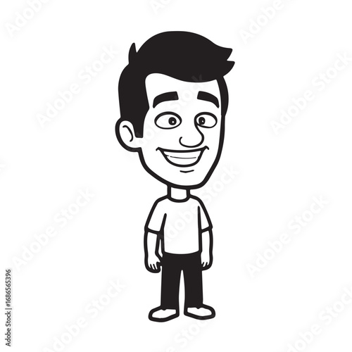 Handsome Man Black and White Illustration Vector Image Male Portrait Fashion Sketch Line Art Design