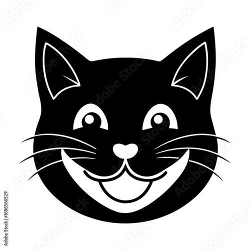 smiling cat face vector 