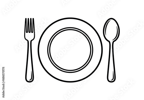 A fork and spoon are placed on either side of a plate