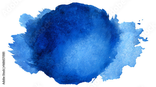 HD realistic round blue watercolor blot isolated on white png