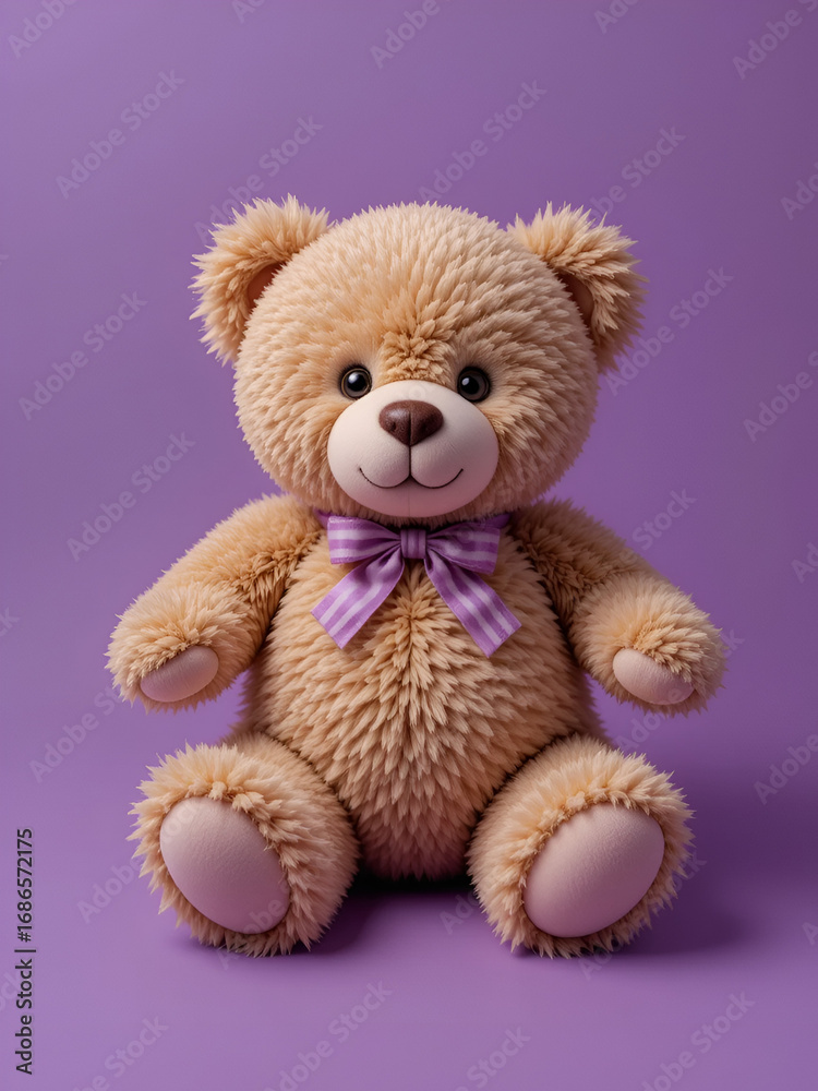Fototapeta premium Teddy bear purple background
