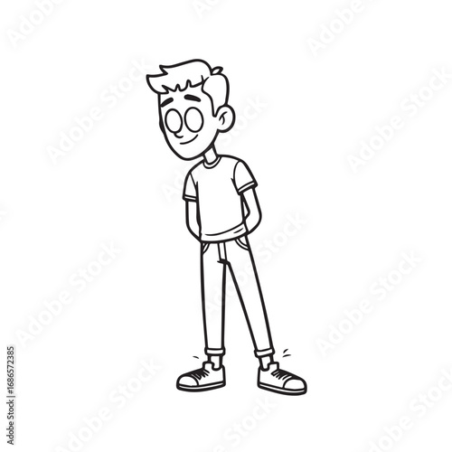 Handsome Man Black and White Illustration Vector Image Male Portrait Fashion Sketch Line Art Design