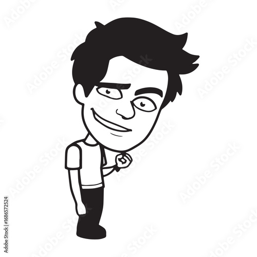 Handsome Man Black and White Illustration Vector Image Male Portrait Fashion Sketch Line Art Design