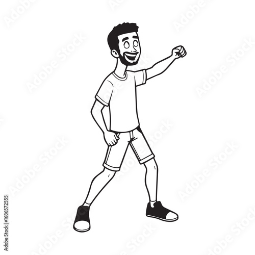 Handsome Man Black and White Illustration Vector Image Male Portrait Fashion Sketch Line Art Design