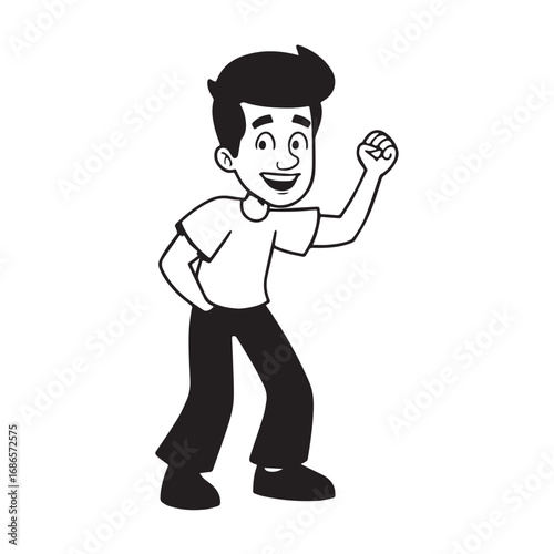 Handsome Man Black and White Illustration Vector Image Male Portrait Fashion Sketch Line Art Design