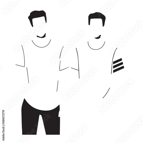 Handsome Man Black and White Illustration Vector Image Male Portrait Fashion Sketch Line Art Design