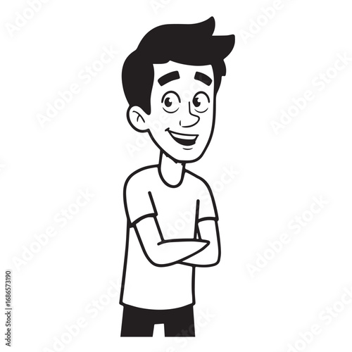 Handsome Man Black and White Illustration Vector Image Male Portrait Fashion Sketch Line Art Design