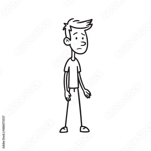Handsome Man Black and White Illustration Vector Image Male Portrait Fashion Sketch Line Art Design	