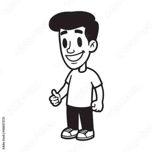 Handsome Man Black and White Illustration Vector Image Male Portrait Fashion Sketch Line Art Design	