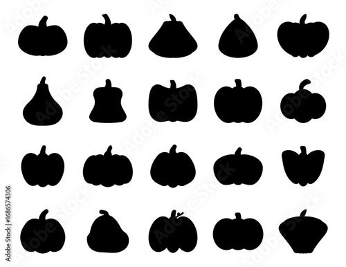 pumpkin collection. pumpkin vector icons. isolated on white background. pumpkin in simple silhouette style. vectors