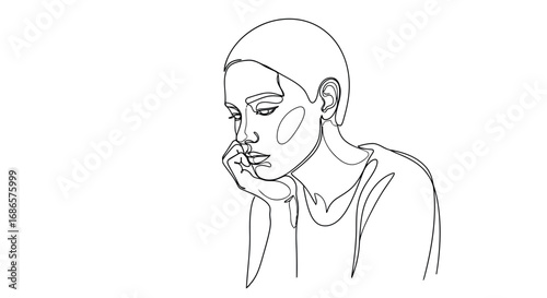 Minimalist line art of a womans face in profile