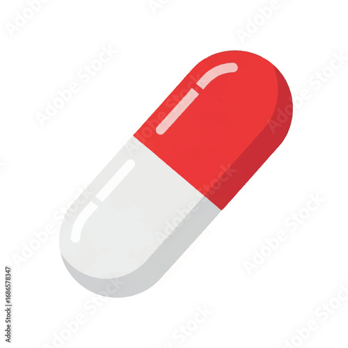 Red and White Capsule Pill Icon.