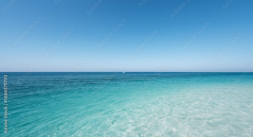 Obraz premium Azure Horizon. A Gradient of Tranquility Where Sky Meets Waters Crystalline Embrace.