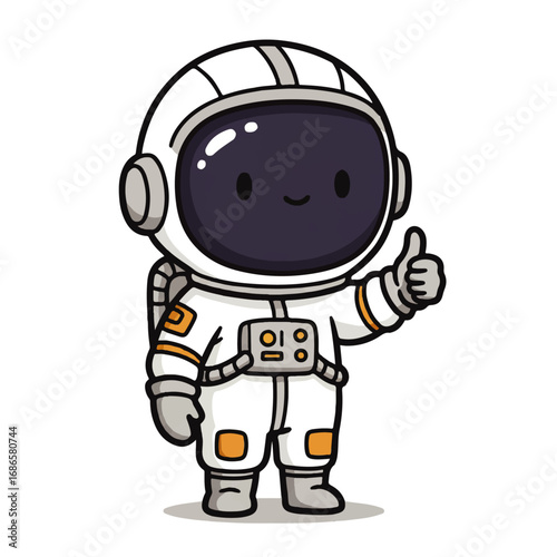 Cute Cartoon Astronaut Giving Thumbs Up.