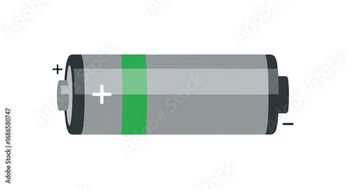 Single AA Battery with Plus and Minus Signs.