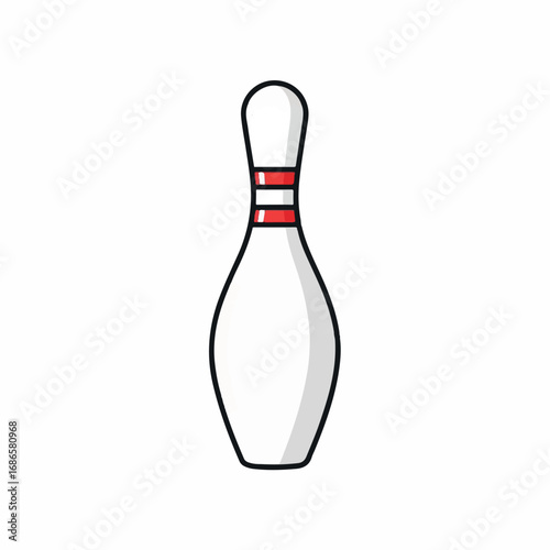 Single Bowling Pin Isolated on White Background.