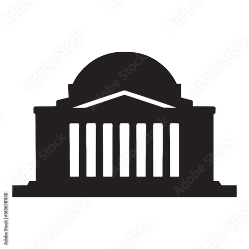 Jefferson Memorial silhouette vector, Washington DC historic landmark illustration