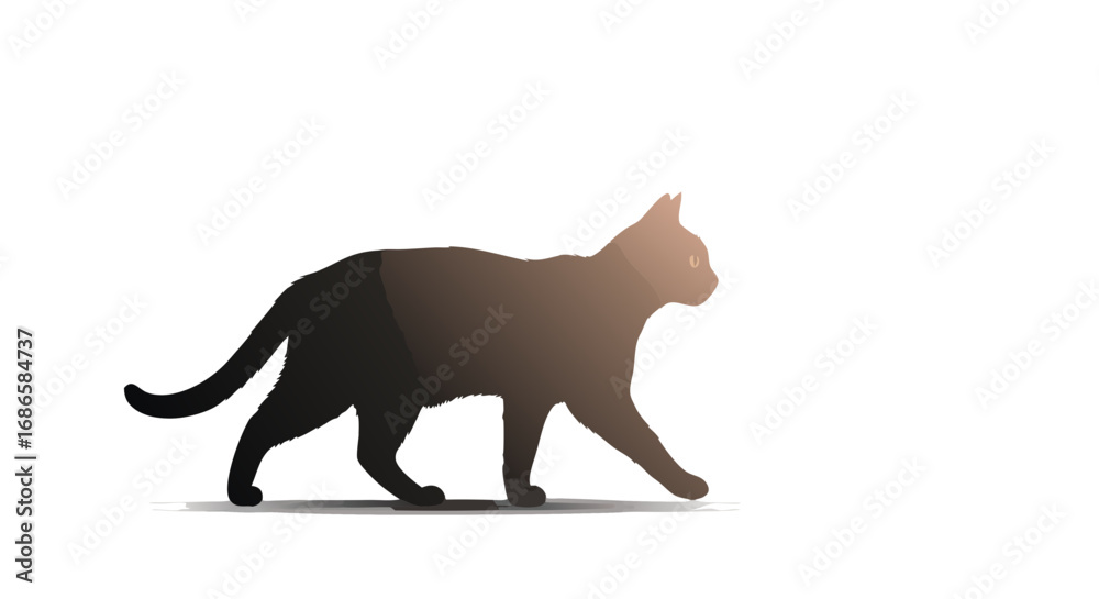 Fototapeta premium Minimalist Vector SVG Illustration of a Cat Silhouette in Monochrome Style for Web and App Design
