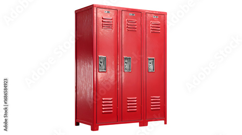 bold red metal locker isolated on white