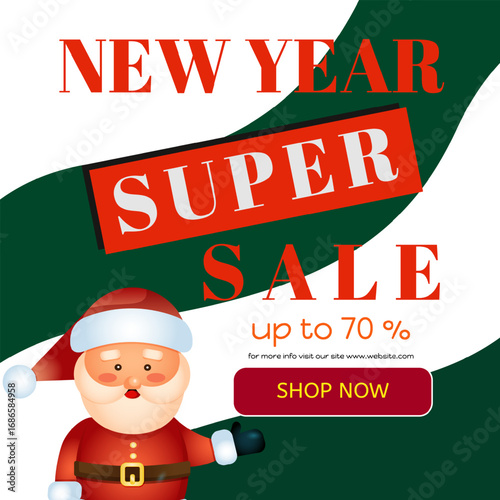 an advertising poster with the words new year super sale