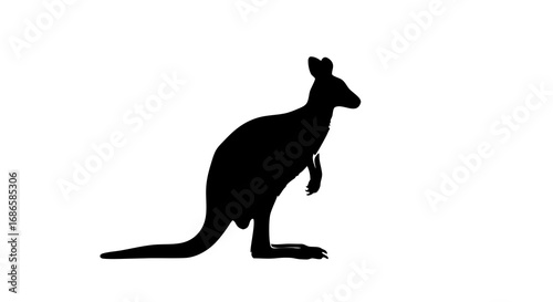 Vector Silhouette Animal SVG Icon of Kangaroo in Minimalist Style with Black Color for Web and Digital Use