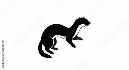 Silhouette Vector SVG Icon of a Cat in Modern Minimalist Line Art Style with Black Color for Web and Digital Design