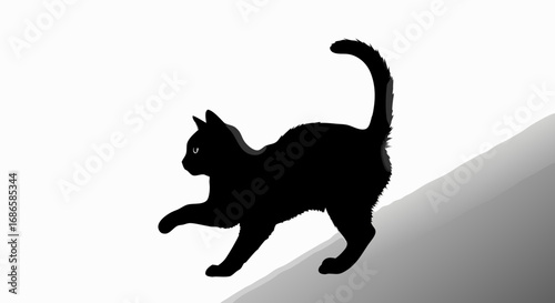 Minimalist Vector SVG Illustration of Black Cat Silhouette in Flat Style with High Contrast Colors for Web Design