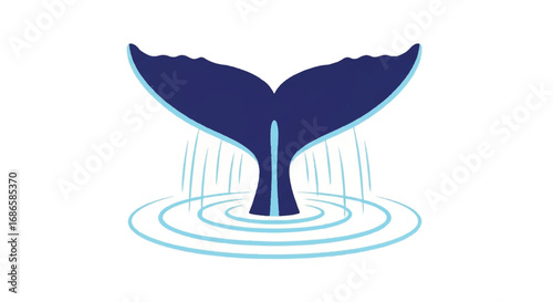 Whale Tail Splashing in Water with Ripples.
