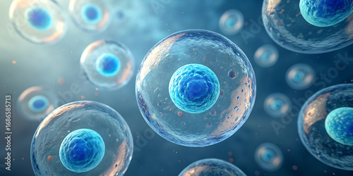 Slika na platnu Close up of cells under a microscope, showing the inner workings of life
