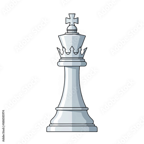 White King Chess Piece Isolated on White Background.