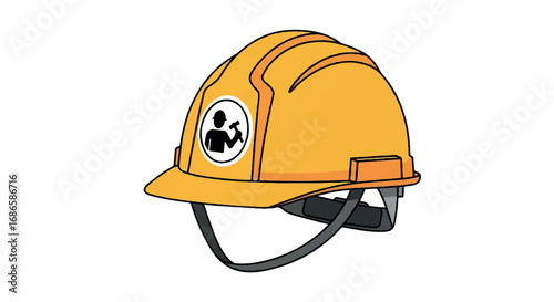 Yellow Hard Hat with Safety Symbol.