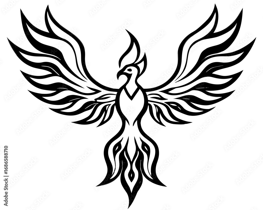 Obraz premium Abstract Phoenix Bird Fire Tattoo Stencil