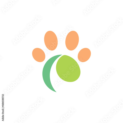 Paw Print and Path Pet Care Logo