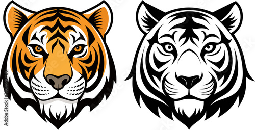 Artwork High quality vector silhouettes of a tiger head